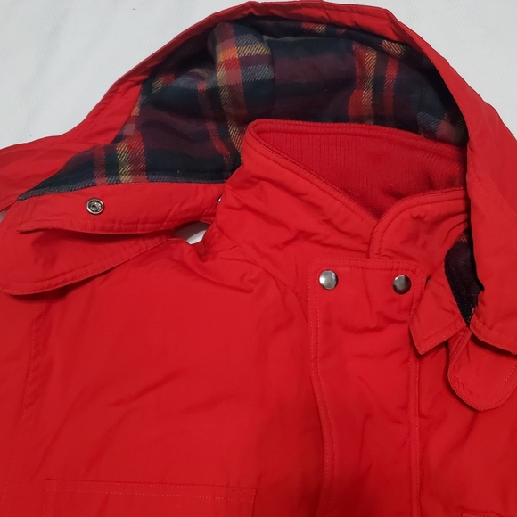 Vintage Hardy Amies London Down Puffer Red Bomber Winter Jacket Mens Large - Picture 6 of 10
